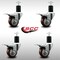 Service Caster 3'' SS Maroon Poly Swivel 1-3/4'' Expanding Stem Caster Set Total Lock Brake, 4PK SCC-SSEXTTL20S314-PPUB-MRN-134-4 - alternate 2